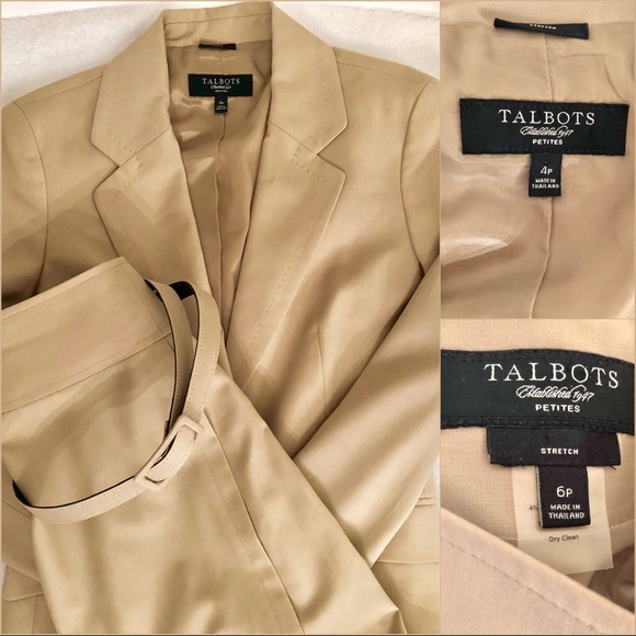 Talbots Tan Blazer and Skirt Suit Set With Belt - Picture 8 of 8